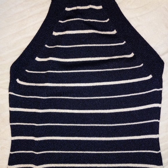 Massimo Dutti. Size M. Italian Silk. Navy and Cream. - Picture 4 of 5